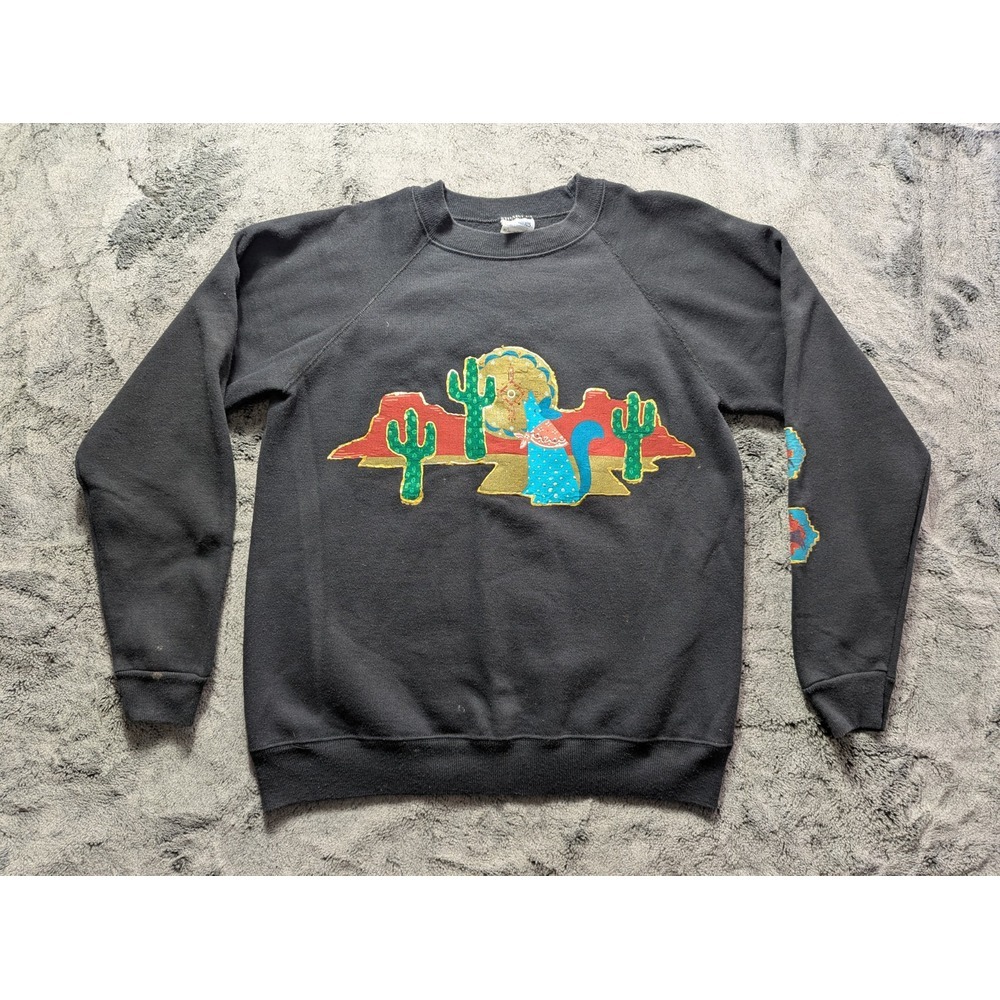Vintage Hanes Long Sleeve Sweatshirt Women's Size Large Black Made In USA